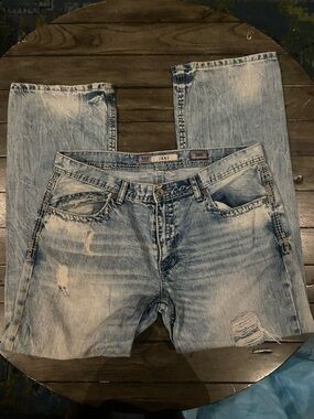 Buckle Light Blue Distressed Straight Men’s Jeans